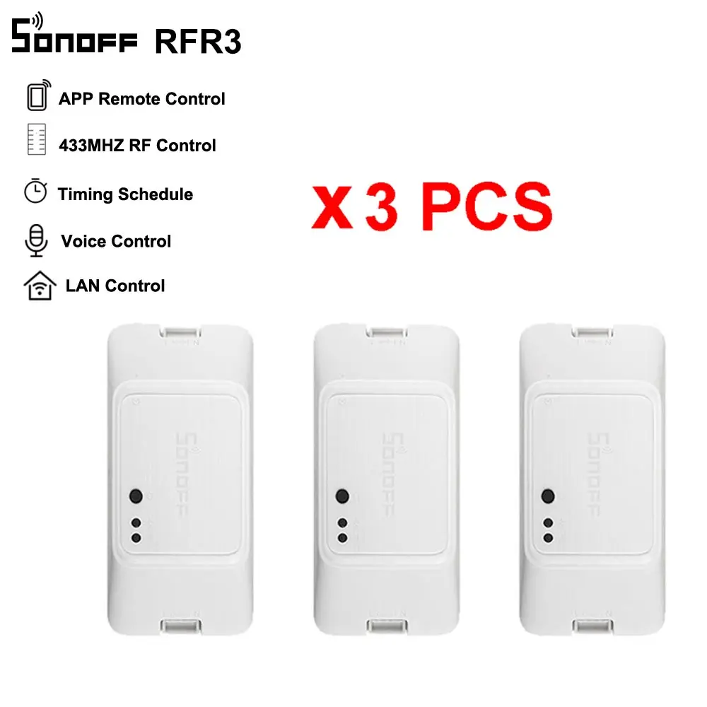 3 шт. SONOFF RFR3 WiFi переключатель 433 МГц пульт дистанционного управления беспроводные
