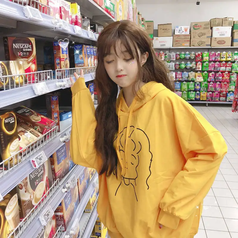 Новое поступление, милый пуловер, модные женские толстовки для девочек, Harajuku, толстовки с капюшоном, женская одежда, женские топы с длинными рукавами и принтом, Студенческая женская уличная одежда на шнурке, удобные, сохраняющие тепло, для подростков, милый женские худи Moletom Kpop