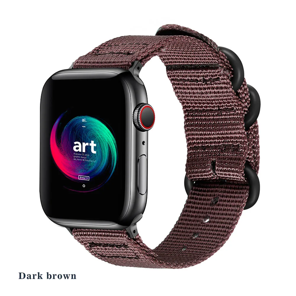Нейлон Apple, часы, нейлоновый ремешок для наручных часов Series 5 42 мм, 38 мм, версия ткань-как ремешок для iwatch, версия 4/3/2/1 подходит для 40 мм 44 аксессуары - Цвет ремешка: Dark brown