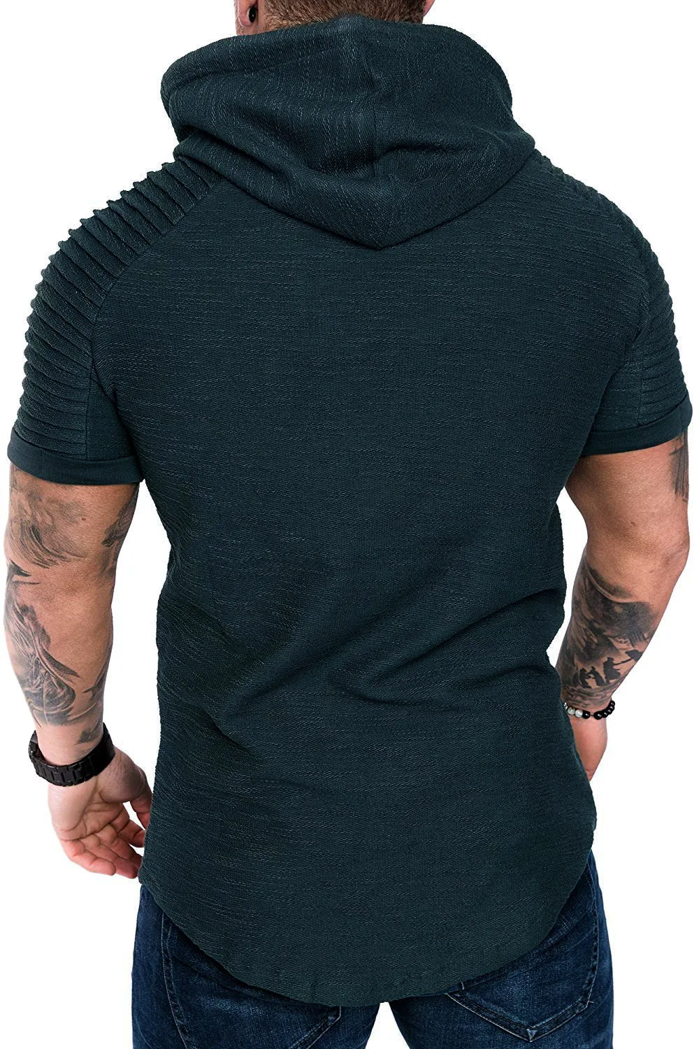 ДАФ печати для мужчин досуг Бренд повседневное с капюшоном Слинг дизайн толстовка рубашка тонкий летний короткий рукав тонкий мужской свитер Y