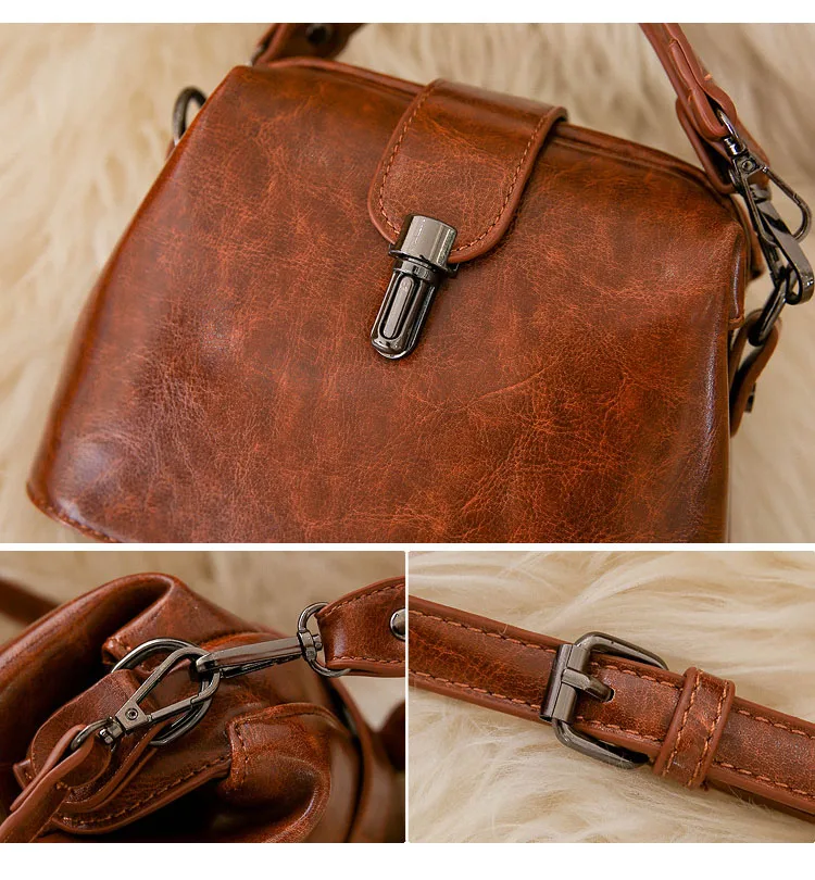 Doctoc Bag Women Leather Handbag 2019 Ladies Small Tote Purse Vintage Crossbody bag for Girls Padlock Messengers Black Brown RED (2)