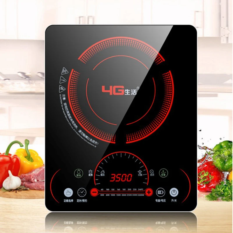 

3500W Electric Induction Cooktop Cooker 3500W Induction Cooker Commercial Intelligent Touchpad Black Microlite Panel Household