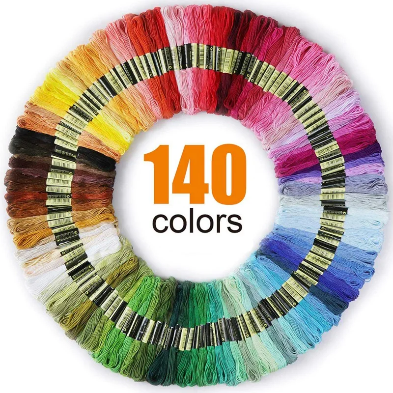 

Hot Sale Premium Rainbow Color Embroidery Floss Cross Stitch Threads Friendship Bracelets Floss Crafts Floss 140 Skeins Per Pack