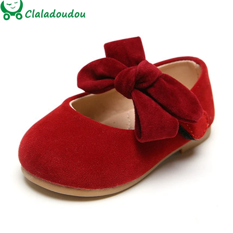 Girls Shoes Bowtie Beige Suede Toddler Black Red Claladoudou Big