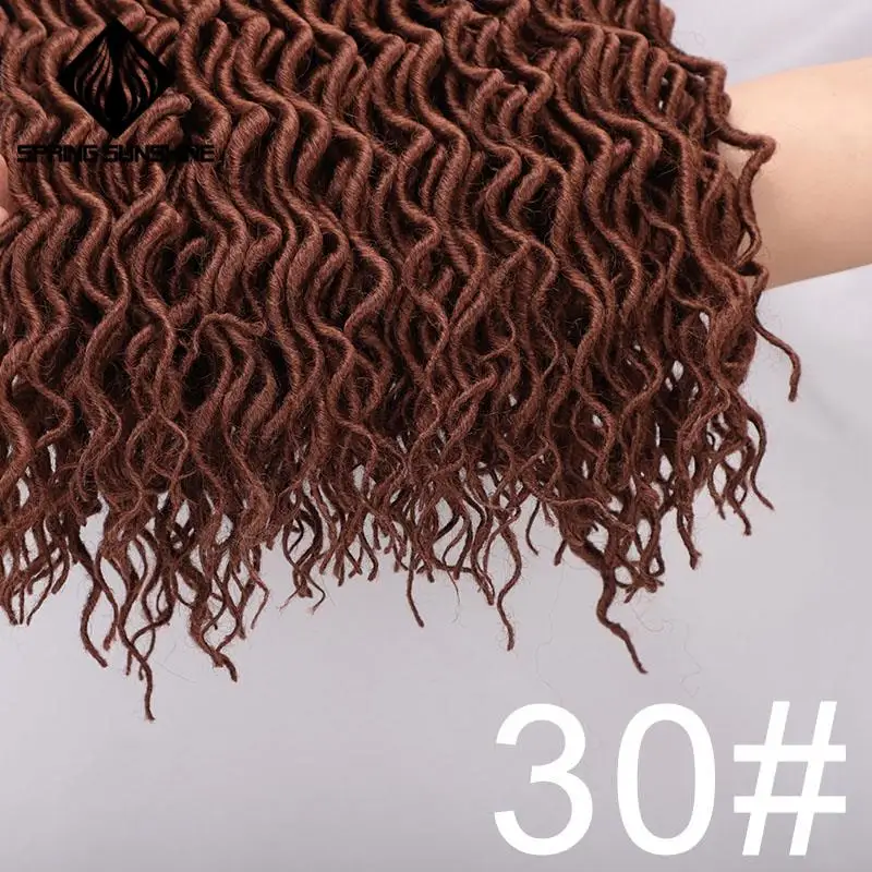 Весна солнце 18 дюймов богиня Faux locs Curly крючком косички волосы Омбре кудрявые дреды синтетические волосы для наращивания для женщин - Цвет: #30
