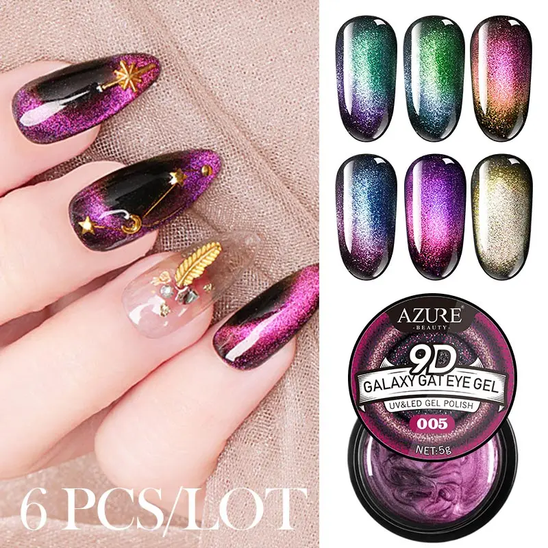 Lacheer 6 шт./лот Galaxy кошачий глаз гель лак для ногтей УФ Магнитный Гель-лак долговечный Гибридный гвоздь эмаль нужна черная основа