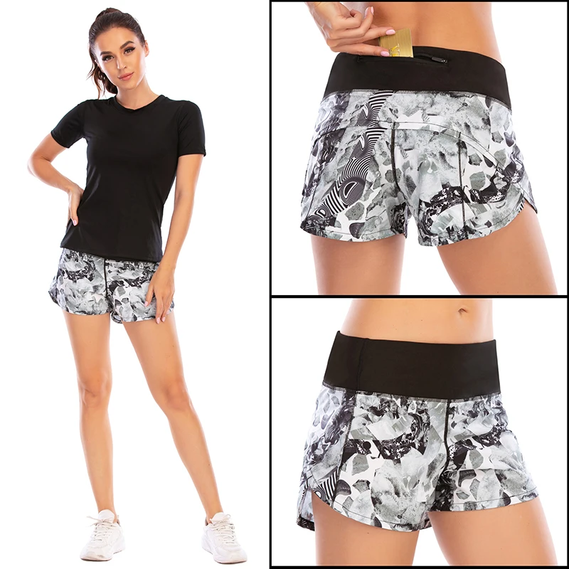 BLESSKISS 20Color Loose Sport Shorts Women Fit Training Gym Running Shorts For Ladies Printing Pocket Workout Yoga Shorts Wear