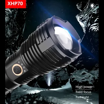 

Flashlight XHP70 Powerful LED Flashlight USB Charging With Charging Display Waterproof Multifunction Charge indicator flashlight