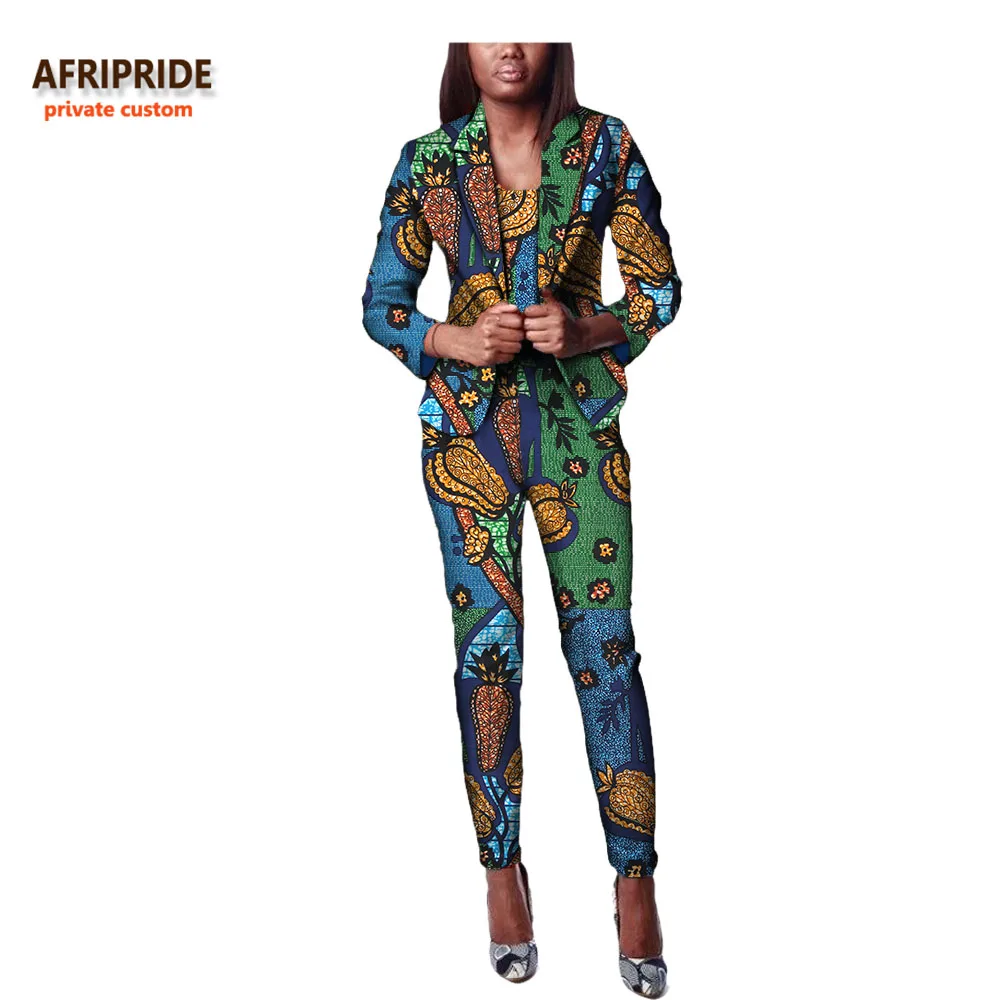Afripride Африканский костюм из 2 предметов с юбкой для женщин короткий топ с пышными рукавами+ юбка длиной до щиколотки женский хлопковый костюм A722666 - Цвет: 450J