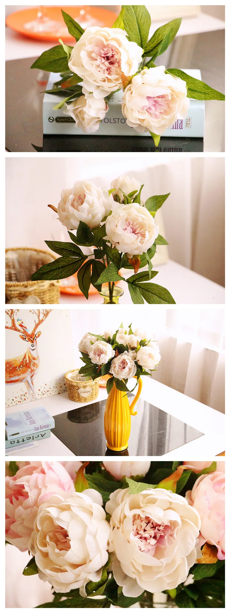 Высокое качество, искусственные цветы, 3 головки, пионы, шелковые цветы для дома, украшения, искусственные тканевые цветы, свадебные цветы