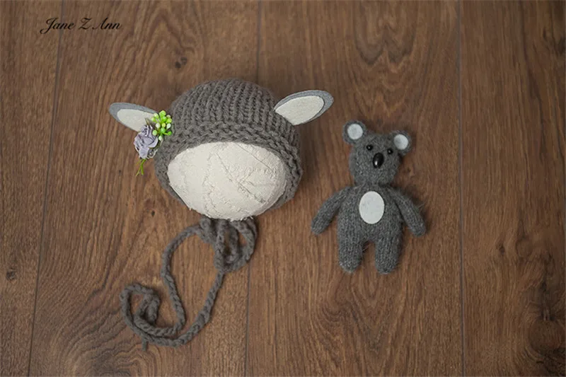 gray hat doll Jane Z Ann, вязаная кукла-снеговик ручной работы для новорожденных, шляпка, обертывания, реквизит для фотосъемки, аксессуары для студийной съемки - Цвет: gray hat doll