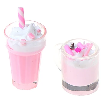 

Simulation Strawberry Milkshake Ice Cream 1:12 Dollhouse Miniature Model Drink Pretend Play Toys Doll House Accessories Toy