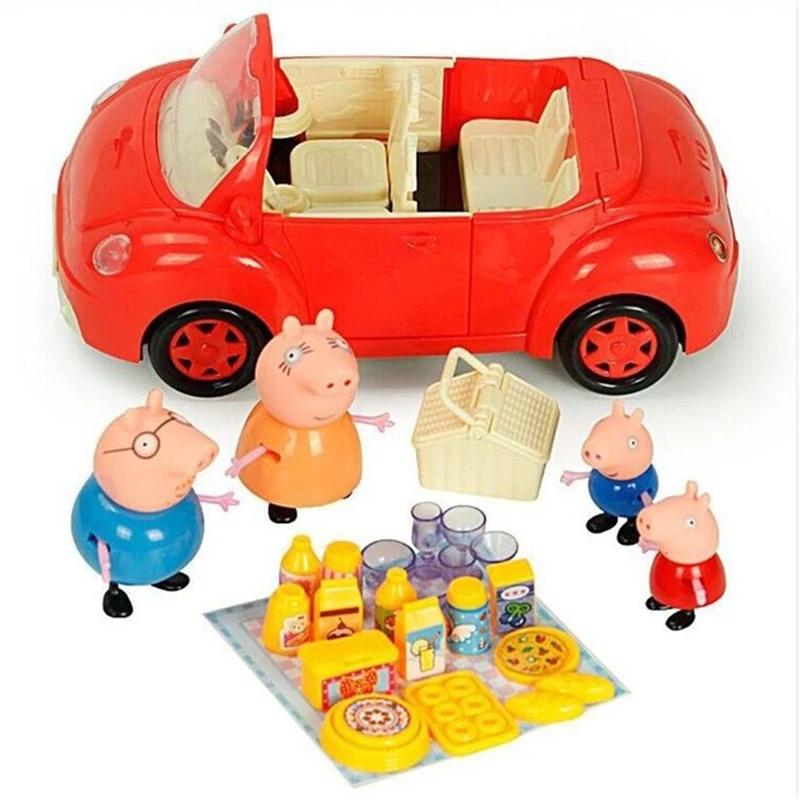 

Peppa Pig Toy Car Toy Set Roadster George Family 25Pcs/set Pig Dad Mom Action Figure Anime Model Toys For Children Birthday Gift