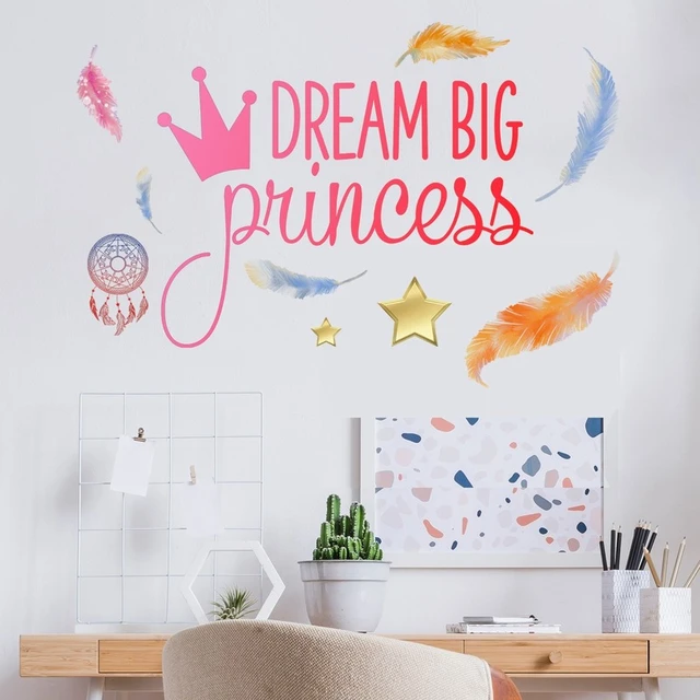 Dream Big Princess Wall Stickers Bedroom Living Room Decoration