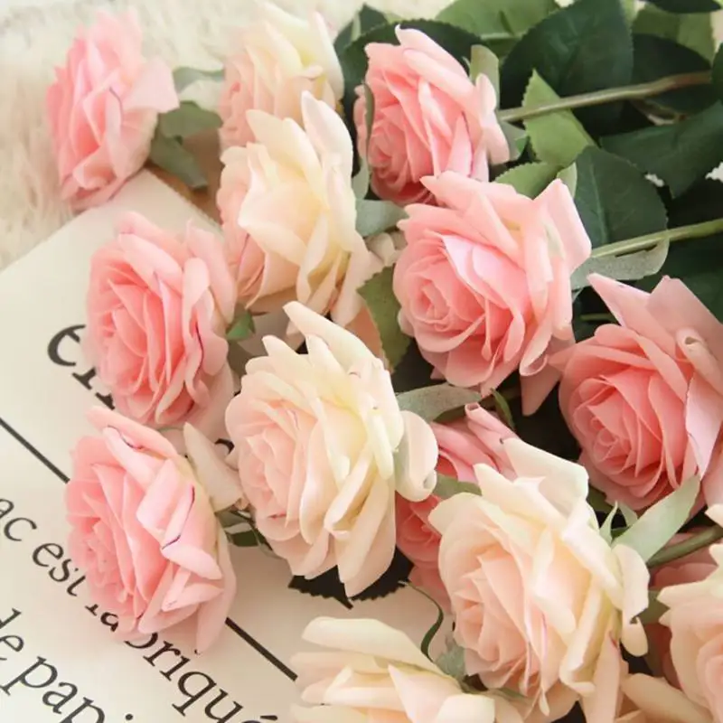 

1PC French Romantic Artificial Rose Flower DIY Velvet Silk Flower for Party Home Holiday Wedding Decoration M