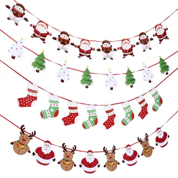 

8 pcs Party Decorations Paper Christmas Hanging Bunting Pull Flags Garland Banners for Door Wall Window
