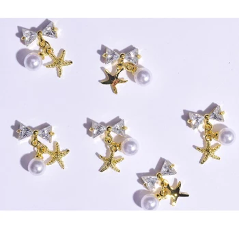 

10-16mm 10pcs Zircon Nail Charms Pierced Fingernail Jewelry 14 Styles of Charms Pearl L-Long Reusable nail nail charms
