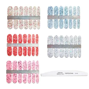 

5Pcs Glitter Nail Stickers Nail Art Polishing Stickers With Nail File For Women DIY Self-Adhesive Nail Art Decoration