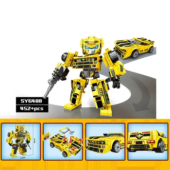 

Classic movie super transformation robot Bumble bee building block Chevrolets Muscle sports car Cormelo brick toys for boys gift