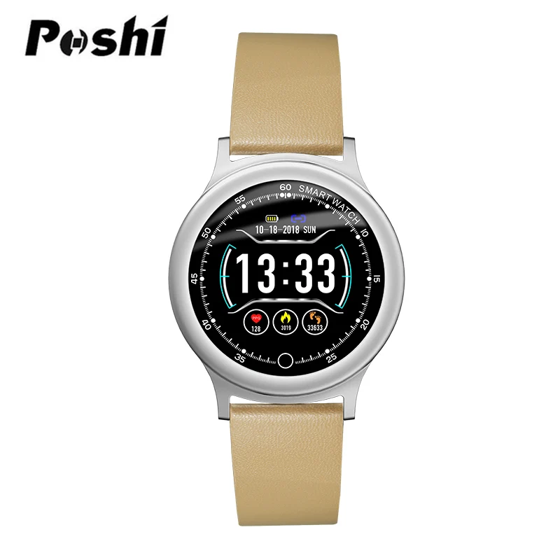 khaki-PU Умные часы для мужчин водонепроницаемый несколько спортивный режим фитнес-трекер пульсометр монитор сна кровяное давление Bluetooth умные часы для женщин - Цвет: khaki-PU