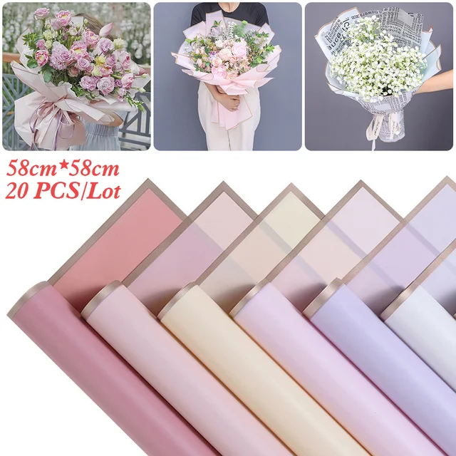 20pcs Golden Border Rose Flower Wrapping Paper Korean Style Half