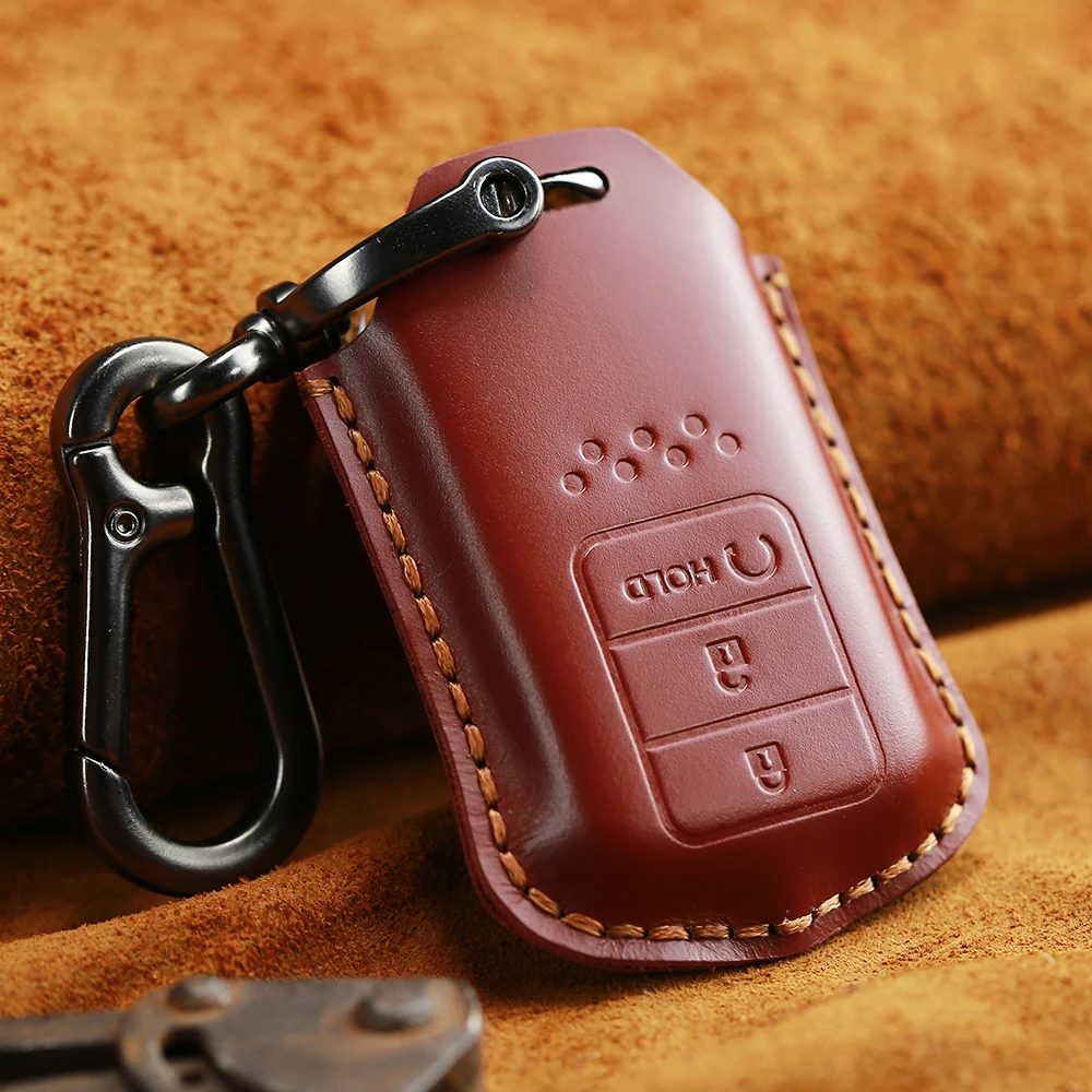 KEYYOU кожаный дистанционный Брелок чехол держатель Защита для Honda CRV пилотное соглашение Civic Стайлинг автомобиля - Название цвета: Red