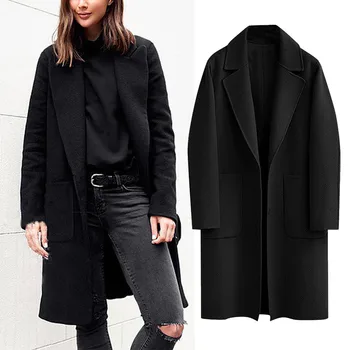 

New Product Womens Winter Lapel Button Long Coat Jacket Ladies Parka Overcoat Outwear Fashion Style Fashion
