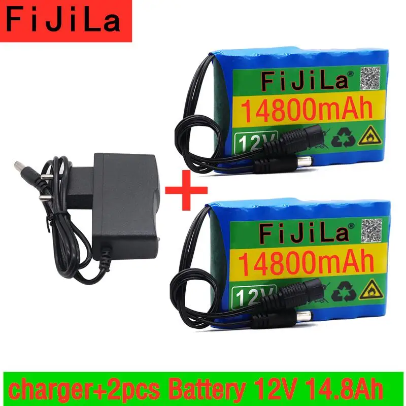 100% original 12V battery pack 14.8Ah 18650 Rechargeable Lithium Ion capacity DC 12.6V 14800mAh CCTV Cam Monitor | Электроника