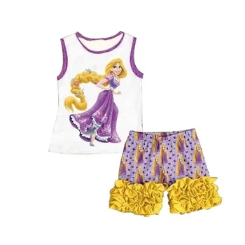 

Hot sale children shorts set with cartoon prints girls' clothes baby outfits