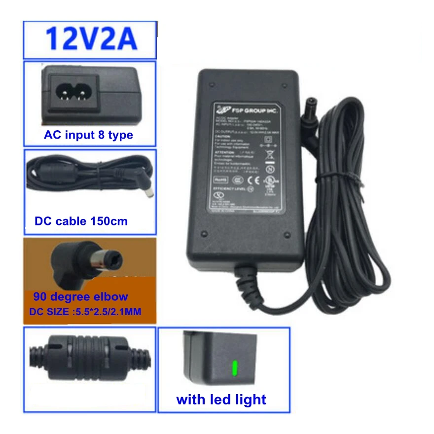 12V2A FSP адаптер питания для CCTV монитор камера CD плеер WD мобильный жесткий диск
