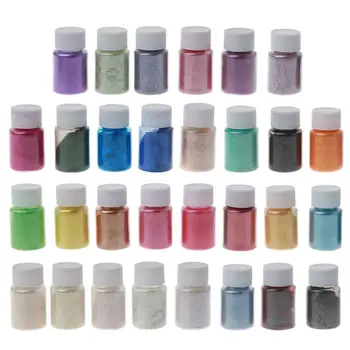 

30 Colors Mica Pearl Powder Cosmetic Grade Resin Powdered Pigment Hand Soap Making Slime Resin Dye Candle Making Tool 0.35oz