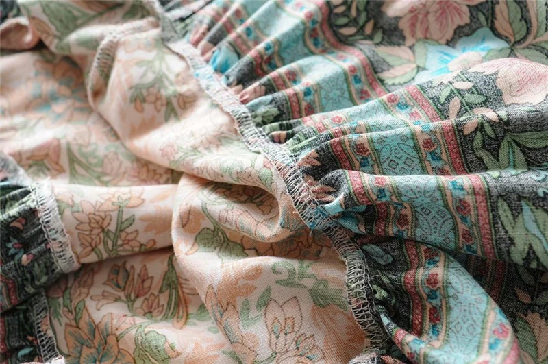 Vintage chic women floral print V-neck rayon cotton Vacation Bohemian mini dress Ladies short sleeve Boho dresses vestidos