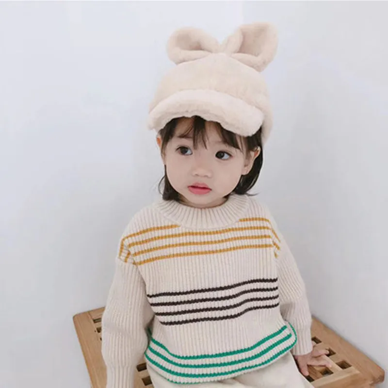 

Autumn and Winter Baseball Hat Female Rabbit Ear Fur Warm and Thicker Duck Tongue Cap Sweet Cute Hat
