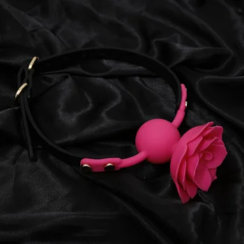 Silicone Breathable Rose Ball Gag Bondage Flower Open Mouth Gags Oral Fixation Adult Sex Toys Tools For Couples Adult BDSM Game 3