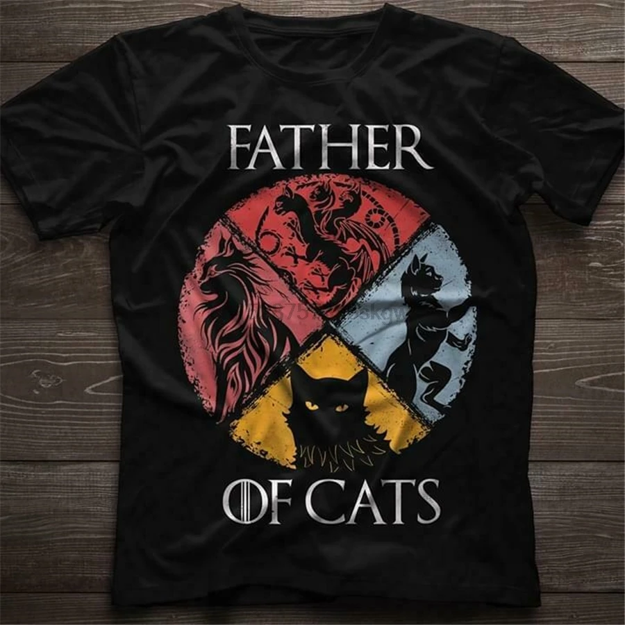 Отца с изображением кота и получил кошка отец FatherS Day Gift футболка Черная хлопковая