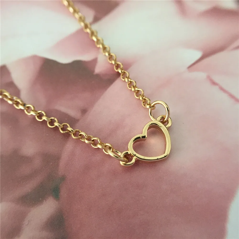 Fashion Tiny Heart Dainty Initial Necklace Gold Color Choker Necklace For Women Pendant Jewelry Gift