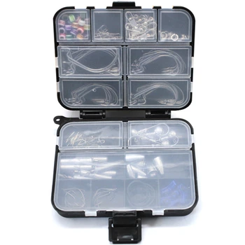 

157 Pieces Luya Black Rock Fishing Box Set Upside Down Hook Fish Eye Block Beads Lead Pendant Pin Swivel Crank Hook