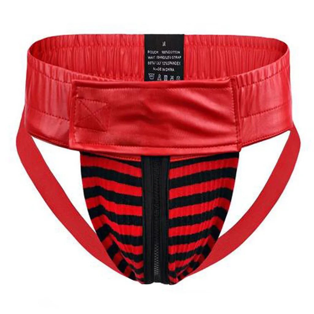 Брендовое мужское Полосатое нижнее белье, на молнии, g-стринги и стринги, сексуальное, для геев, с мешочком для пениса, бикини, для ягодиц, полые стринги, мужское нижнее белье