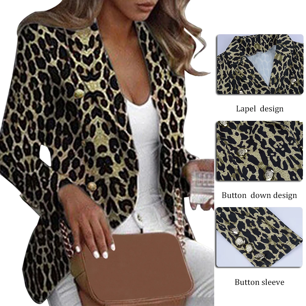 MoneRffi осенний модный блейзер с леопардовым принтом, пальто с длинным рукавом, сексуальные женские блейзеры, куртки для офисных леди, блейзер, топы, Женское пальто