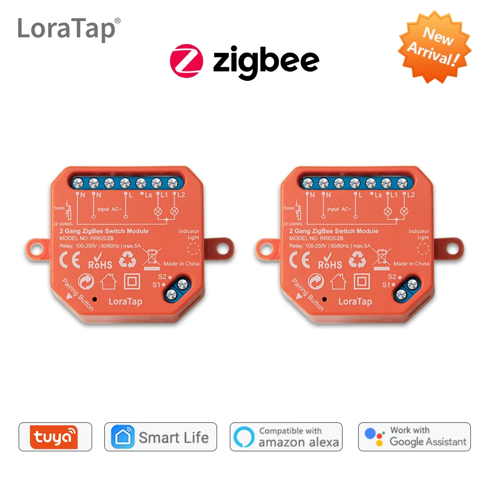 Módulo de relé de interruptor WiFi remoto inteligente ZigBee Módulo de  interruptor RF Zigbee de 2 ba Likrtyny Libre de BPA