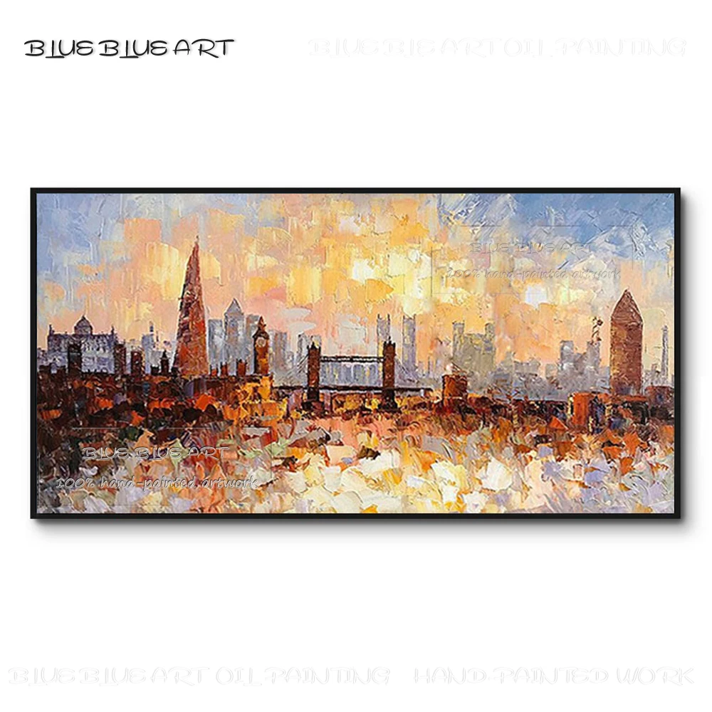 

Excellent Artist Pure Hand-painted Abstract City Landscape Acrylic Painting on Canvas Abstract New York Urban Knife Painting