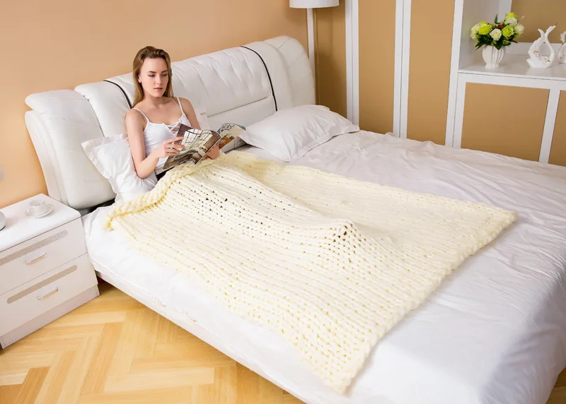 Скандинавское шерстяное вязаное одеяло громоздкий вязанный бросок домашний текстиль, одеяла теплое массивное вязаное одеяло громоздкий диван бросок кровать для путешествий