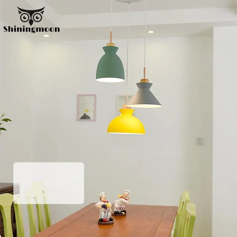 

Modern led Pendant Lights lighting nordic colorful Restaurant Diningroom Pendant lamp solid Wood kitchen bar hanging lights