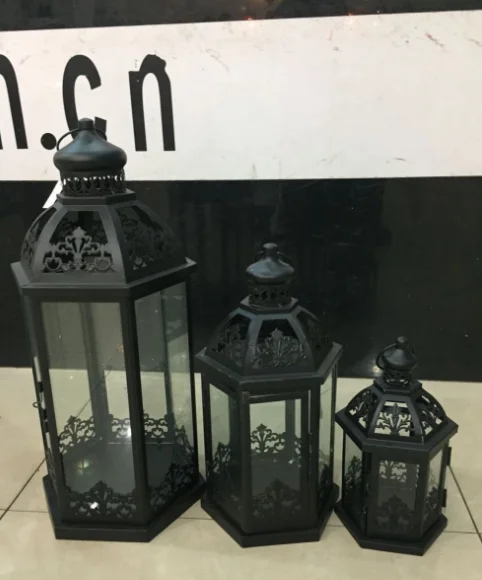 Черный Масштабный падающий метро художественный стеклянный конский фонарь во дворе дома Свадебные мягкие украшения фильм реквизит свеча Тайфун l - Цвет: Черный