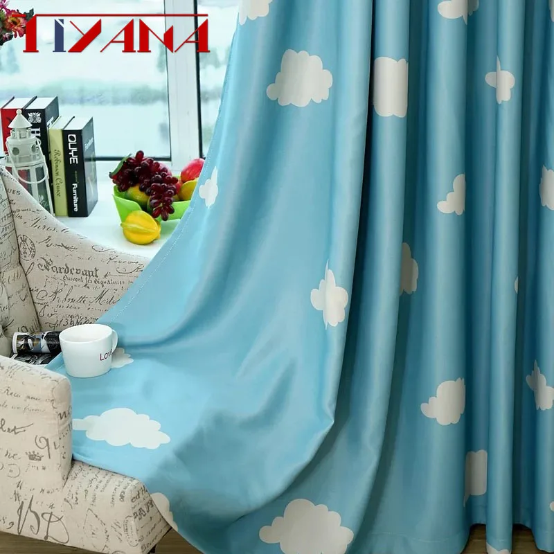 Us 4 59 30 Off White Cloud Pink Blackout Children Curtains For Living Room Blue Tulle Sheer Drapes For Boys Girls Bedroom Custom Made Wp125 2 In