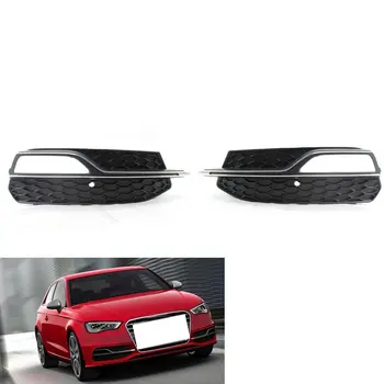 

Left + Right Lower Bumper Honeycomb Fog Light Grill Grille Trim For AUDI A3 S line S3 13-16 8V3807682G Not for Standard Bumpers