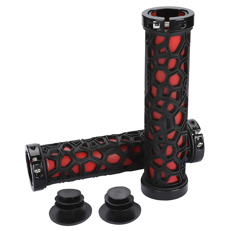 Dual Lock-On Bike Grips Handlebar Anti-Skid for Mountain Bicycle Handlebars Partsn red | Спорт и развлечения