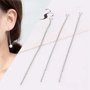 

Length Approx 80mm Gold Silver Earring Metal Chain Long Tassel Chain For DIY Drop Dangle Earrings Jewelry Making