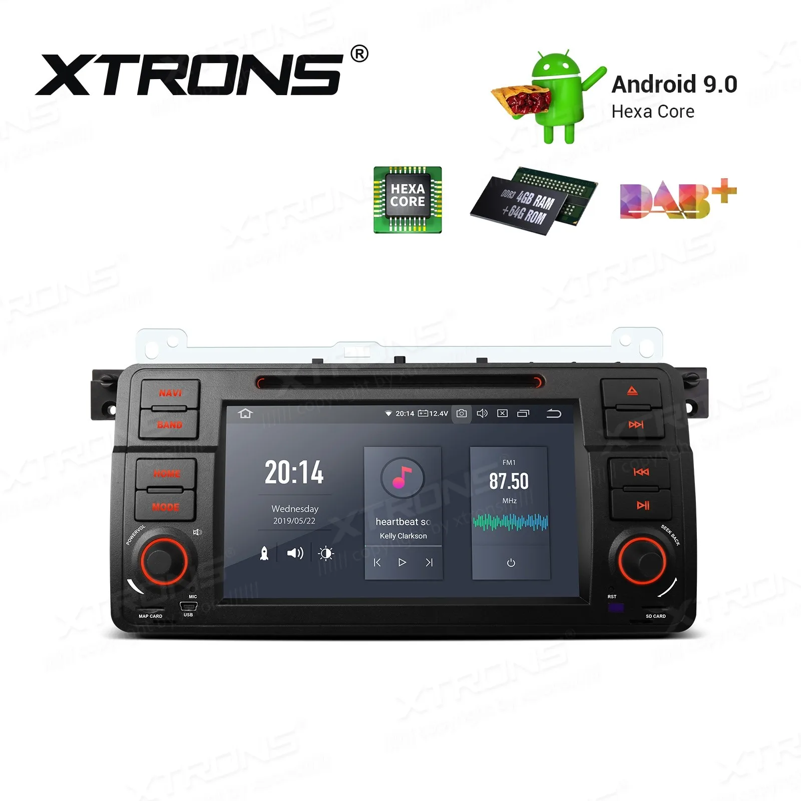 Perfect 7" Android 9.0 OS Car DVD Multimedia GPS Radio for BMW E46 1998-2006 & E46 M3 2000-2006 with Car Battery Voltage Display Support 1