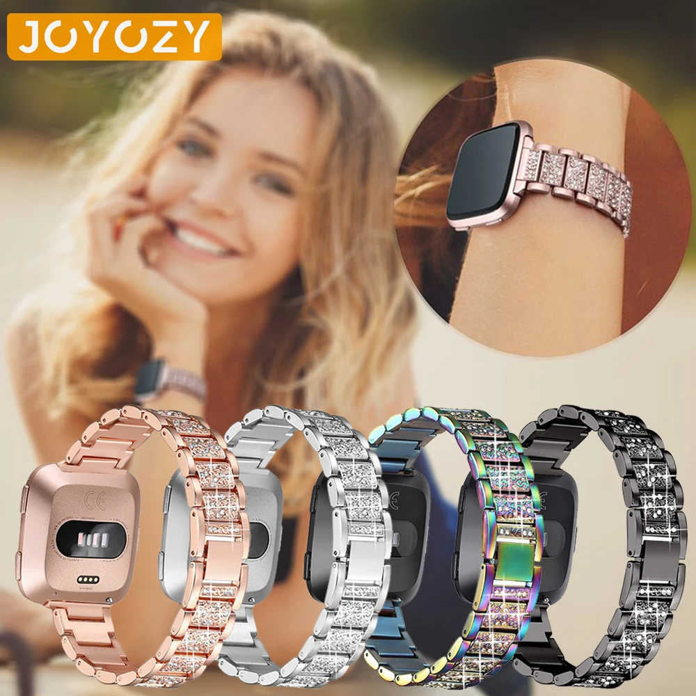 Joyozy со стразами вечерние прочные красивые элегантностью для fitbit versa ремешок для наручных часов из нержавеющей стали ремешок для fitbit versa2 часы